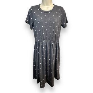 LAINAB Women’s Short Sleeve Pocket Midi Dress Polka Dot Blue Size Medium